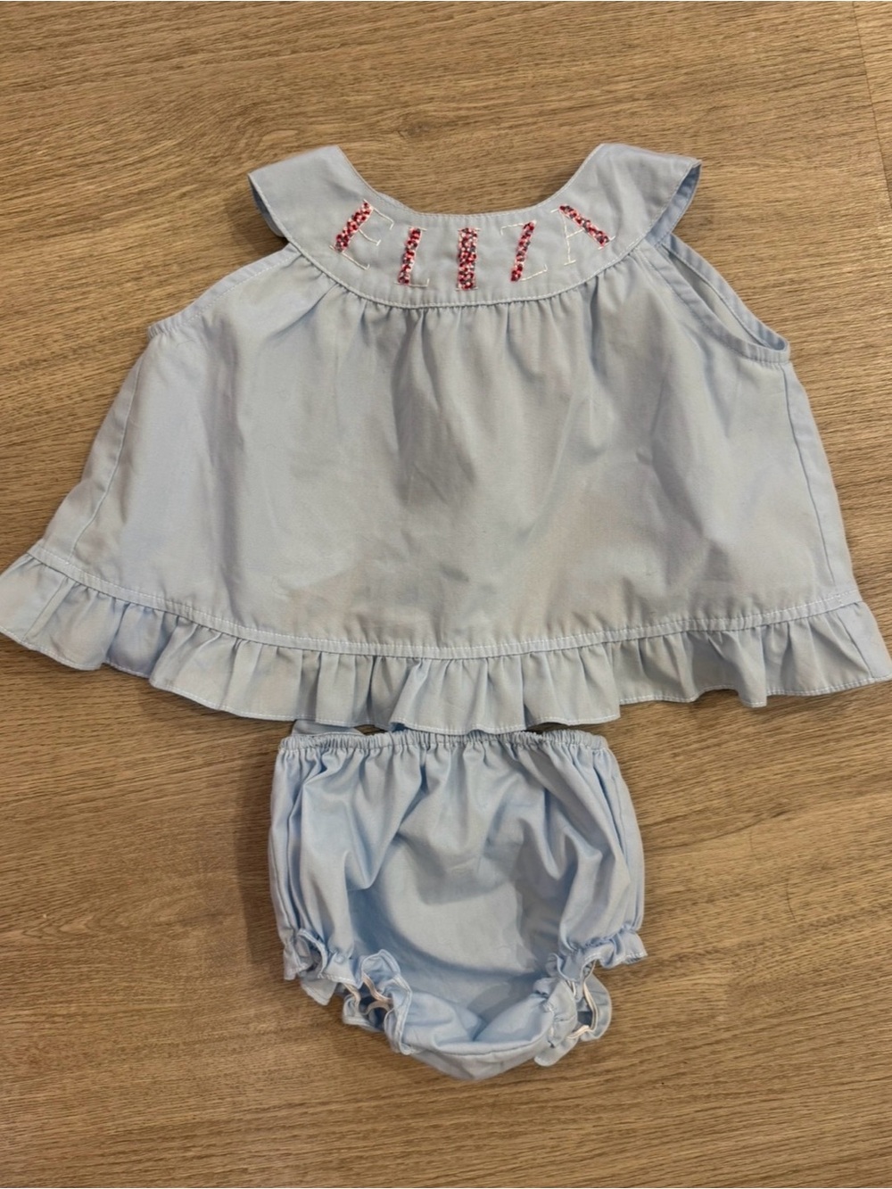 Castles & Crowns Light Blue Diaper Set - ELIZA hand embroidery 3 months